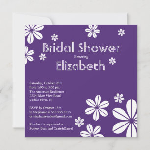 Mod Flowers Bridal Shower Invitation Paars Kaart