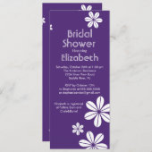 Mod Flowers Bridal Shower Invitation Paars Kaart (Voorkant / Achterkant)