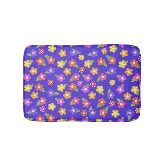 Mod Flowers op Paarse Bath Mat (Voorkant)