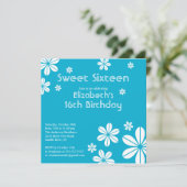 Mod Flowers Sweet Sixteen Birthday Uitnodiging (Staand voorkant)