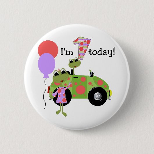 Mod Frogs 1e verjaardag Ronde Button 5,7 Cm (Voorkant)