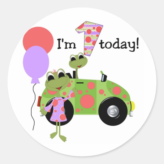 Mod Frogs 1e verjaardag Ronde Sticker (Voorkant)