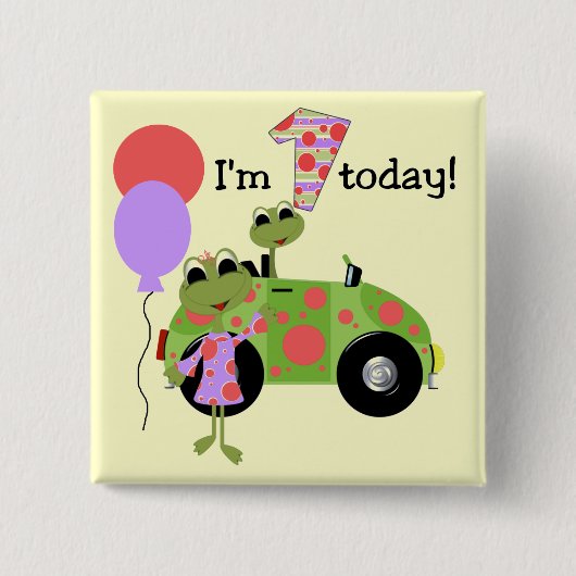 Mod Frogs 1e verjaardag Vierkante Button 5,1 Cm (Voorkant)