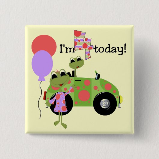 Mod Frogs 4e verjaardag Tshirts en geschenken Vierkante Button 5,1 Cm (Voorkant)