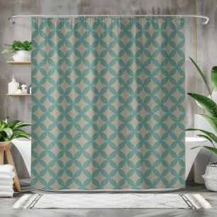 Mod Geometrische Retro Moderne Turquoise uit het m Douchegordijn