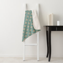 Mod Geometrische Retro Moderne Turquoise uit het m Sherpa Deken
