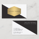 Mod Geometrische zwart-wit ontwerp met goud Visitekaartje (Voorkant / Achterkant)