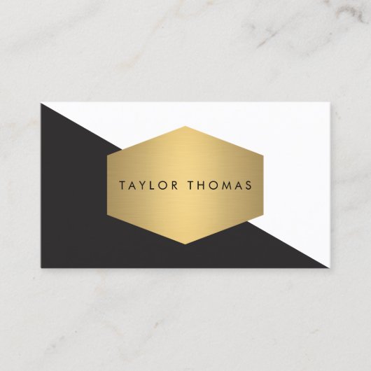 Mod Geometrische zwart-wit ontwerp met goud Visitekaartje (Voorkant)