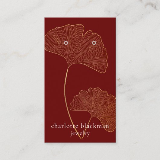 Mod Gingko Leaf QR-code Verdien een Rode Vertoning Visitekaartje (Voorkant)