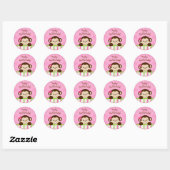 Mod Girl Monkey Cupcake Toppers Ronde Sticker (Vel)