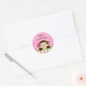 Mod Girl Monkey Cupcake Toppers Ronde Sticker (Envelop)