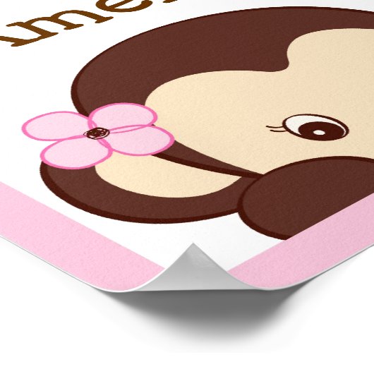 Mod Girl Monkey Nursery Wall Art Name Print (Hoek)