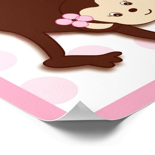 Mod Girl Monkey Stippen Nursery Wall Art Print (Hoek)