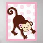 Mod Girl Monkey Stippen Nursery Wall Art Print (Voorkant)