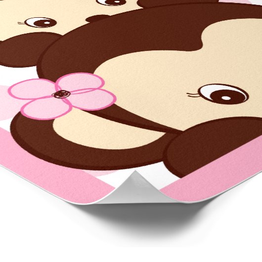 Mod Girl Monkey Stippen Nursery Wall Art Print (Hoek)