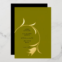 Mod Gold & Olive Folie Huwelijksuitnodiging Uitnodiging