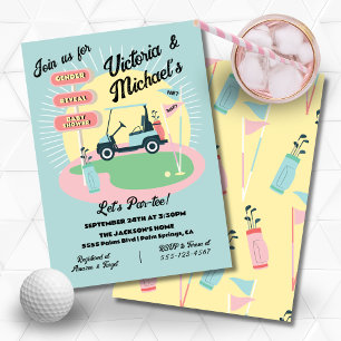 Mod Golfing Mid-Century Baby shower Reveal Sign Kaart