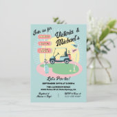 Mod Golfing Mid-Century Baby shower Reveal Sign Kaart (Staand voorkant)