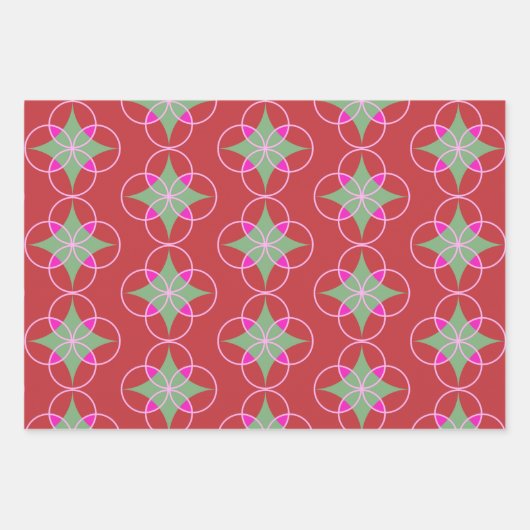 Mod grafische vakantie trio cadeau wrap inpakpapier vel (Voorkant 3)