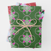 Mod grafische vakantie trio cadeau wrap inpakpapier vel (In situ)