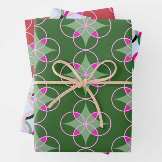 Mod grafische vakantie trio cadeau wrap inpakpapier vel (In situ)