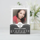 Mod Gray Chalkboard Foto Afstudeerder Party Kaart (Staand voorkant)