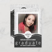 Mod Gray Chalkboard Foto Afstudeerder Party Kaart (Voorkant / Achterkant)