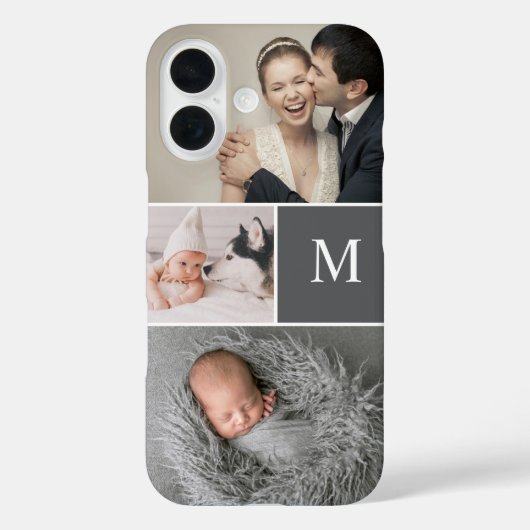 Mod Gray Custom Monogram Fotocollage Case-Mate iPhone Case (Achterkant)