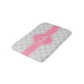 Mod Gray Pattern Roze Quatrefoil Monogram Badmat (Gekanteld)