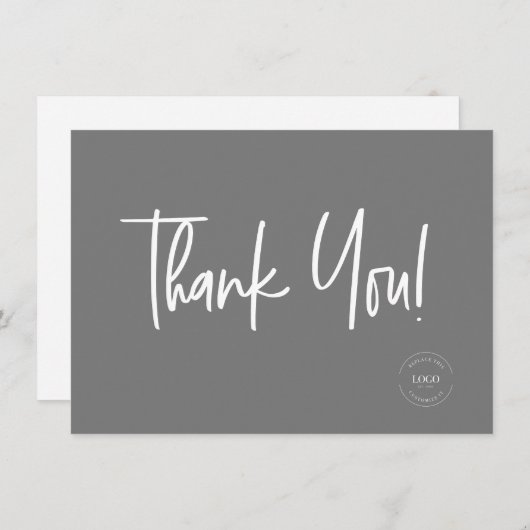 Mod Gray White Company Logo Sociale Dank u Bedankkaart (Voorkant / Achterkant)