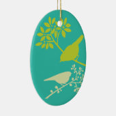 Mod Green Birds Keramisch Ornament (Rechts)