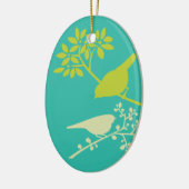 Mod Green Birds Keramisch Ornament (Links)