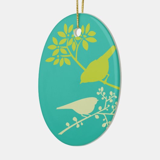 Mod Green Birds Keramisch Ornament (Links)
