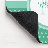 Mod Green en White Polka Dots Monogram met naam Muismat (Hoek)