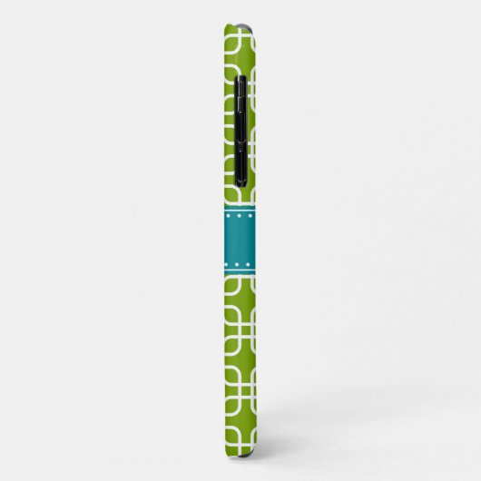 Mod Green Pattern Blauwgroen Quatrefoil Monogram Case-Mate iPhone Case (Achterkant/links)