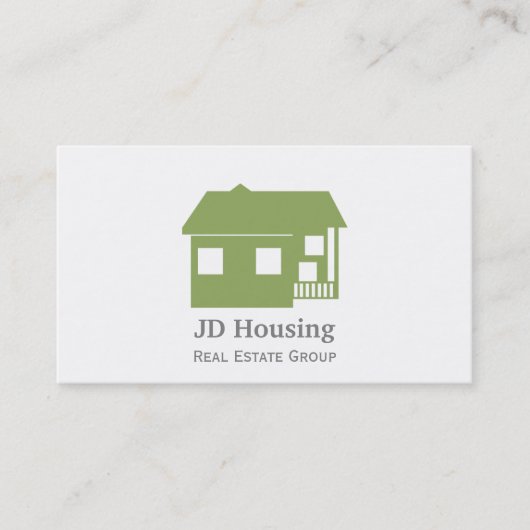 Mod Green White Classy Real estate business cards Visitekaartje (Voorkant)
