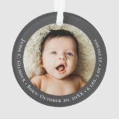 Mod Grey Baby's Eerste Kerstmis 1 foto Geboortedat Ornament (achterkant)