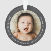 Mod Grey Baby's Eerste Kerstmis 1 foto Geboortedat Ornament (voorkant)