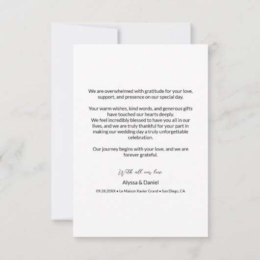 Mod Grey Eenvoudige bruiloft 3 foto's collage Bedankkaart (Achterkant)