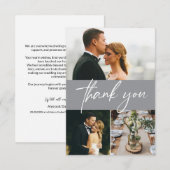 Mod Grey Eenvoudige bruiloft 3 foto's collage Bedankkaart (Voorkant / Achterkant)
