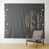 Mod Grey Gold Afstudeerachtergrond klas van 2024 Wandkleed (In Situ (horizontaal))