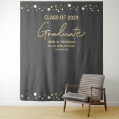 Mod Grey Gold Afstudeerachtergrond klas van 2024 Wandkleed (In situ)