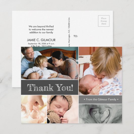 Mod Grijs Dank u introducerend de Tweede Foto's va Aankondigingskaart (Voorkant / Achterkant)