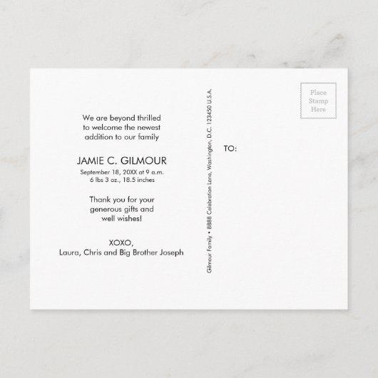 Mod Grijs Dank u introducerend de Tweede Foto's va Aankondigingskaart (Achterkant)