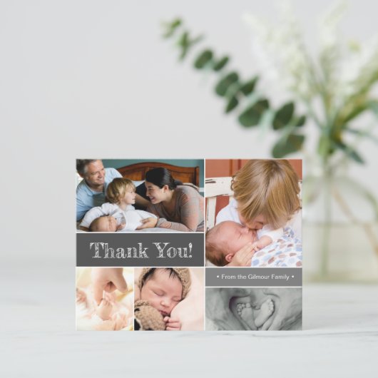 Mod Grijs Dank u introducerend de Tweede Foto's va Aankondigingskaart (Staand voorkant)