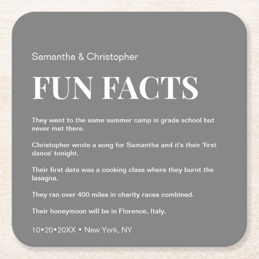 Mod Grijze lijst met leuke objecten bruiloft Kartonnen Onderzetters (Voorkant)