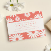 Mod Groovy Happy Daisy Hippie Roze Baby shower Kaart