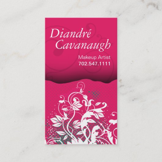 Mod Grunge Floral Makeup Artist sjabloon Visitekaartje (Voorkant)