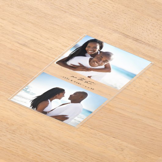 MOD H Duo Foto De datum opslaan Acryl Uitnodigingen (Laagn)
