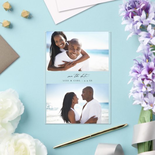 MOD H Duo Foto De datum opslaan Acryl Uitnodigingen (Insitu (Huwelijk))